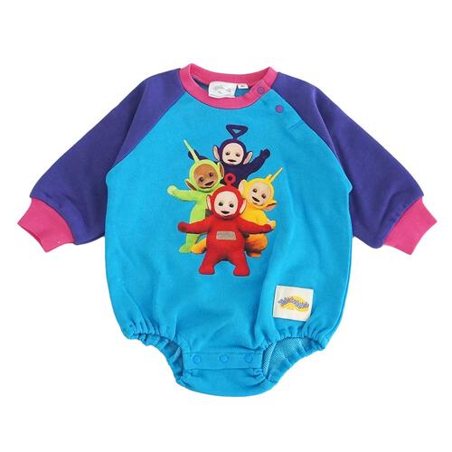 【テレタビーズ】長袖ダルマボディスーツ ラグラン ブルー×80cm