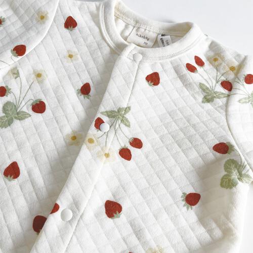 長袖カバーオール ニットキルト イチゴ柄 レッド×80cm ベビーザらス限定