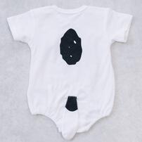 SNOOPY 半袖ボディスーツ 顔ドッカン しっぽ付き スヌーピー ホワイト&times;60-70cm