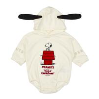 SNOOPY 長袖ボディスーツ フード付き 裏毛 スヌーピー ホワイト×80cm ベビーザらス限定