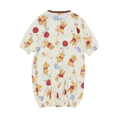 Disney ディズニー 新生児2WAYドレス 長袖 スタイ付き 総柄 くまのプーさん 50-70cm