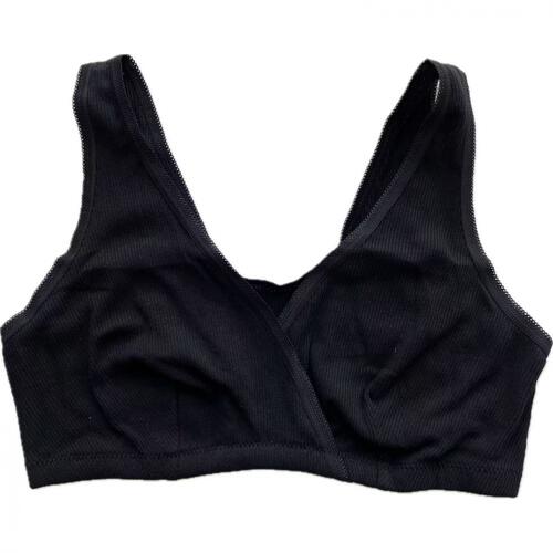 ハーフトップ リブ編み ２枚組 ブラック×L MU