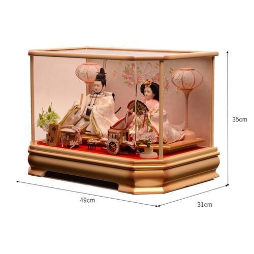 【雛人形】ケース飾り 親王飾り「桜リボン金ぼかし」(322590)ひな人形 ひな祭り お雛様 おしゃれ【メーカー直送】