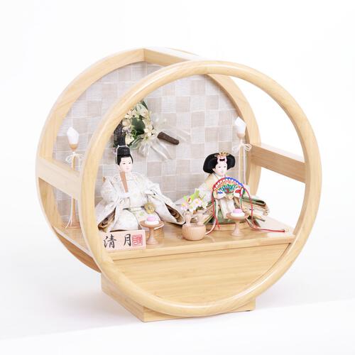 【雛人形】親王飾り 円形市松アレンジフラワー