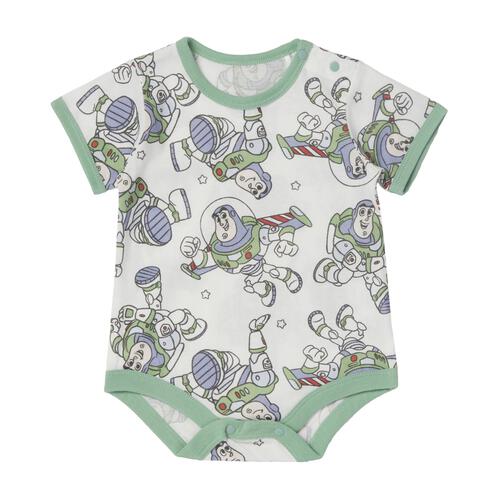 ディズニー トイストーリー 半袖ボディスーツ 総柄 バズ ホワイト&times;80cm