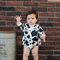 BUDDYLEE 長袖ボディスーツ ガーゼ裏毛 牛柄 ポケット付き ホワイト×80cm ベビーザらス限定