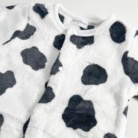 長袖カバーオール フリース 牛柄 ブラック×70cm