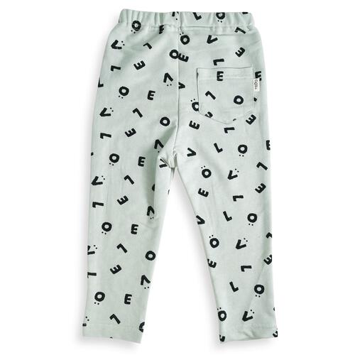 ベビーザらス限定　COJIKA 10分丈デイリーパンツ ラブ柄 ミニ裏毛(グリーン&times;90ｃｍ)