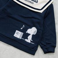 SNOOPY スヌーピー トレーナー 裏衿付き ネイビー×80cm
