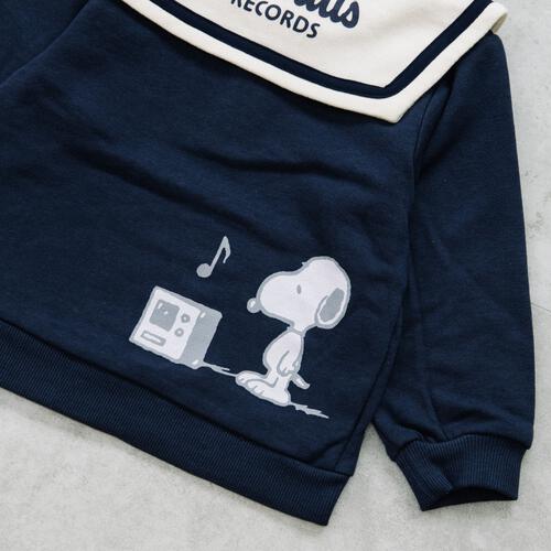 SNOOPY スヌーピー トレーナー 裏衿付き ネイビー×80cm
