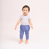 半袖ロンパース肌着 2枚組 リブメローボーダー パステルブルー&times;80cm ベビーザらス限定