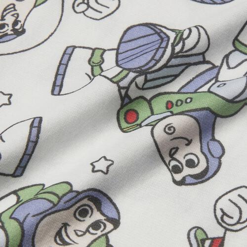 ディズニー トイストーリー 半袖ボディスーツ 総柄 バズ ホワイト&times;80cm