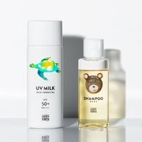 Mamma Baby ママベビー ノンケミカルUVミルク SPF50＋＆シャンプーミニボトルセット 【UVケア 日焼け止め】【0ヵ月から使える～】