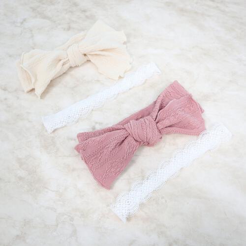 RAT-A-TATR ラッタッター キッズヘアバンドセット 2本組 ジャガード レース(ピンク×FREE)