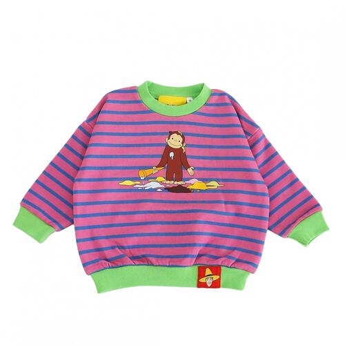 【Universal &times; chimajiro0730さん】 おさるのジョージ ボーダートレーナー パープル&times;80cm