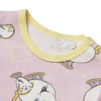 ディズニー 半袖ボディスーツ 総柄 ポット婦人＆チップ ピンク&times;70cm