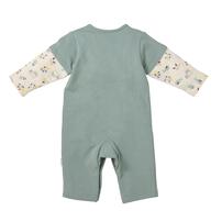 monpoke モンポケ 長袖ロンパース レイヤード調 グリーン×80cm