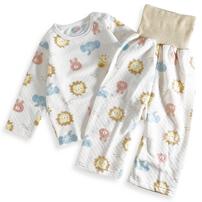 長袖腹巻付きパジャマ ニットキルト アニマル柄 アイボリー×90cm ベビーザらス限定