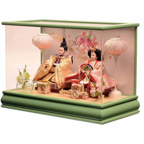 【雛人形】ケース飾り 親王飾り「桜刺繍緑色アクリル」(322591)ひな人形 ひな祭り お雛様 おしゃれ トイザらス・ベビーザらス限定【メーカー直送】