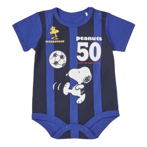 SNOOPY 半袖ボディスーツ サッカー スヌーピー ブルー&times;80cm ベビーザらス限定