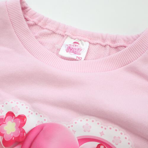 シークレット キャッチ！ティニピン 裏毛長袖トレーナー 袖チュール付き ピンク×100cm