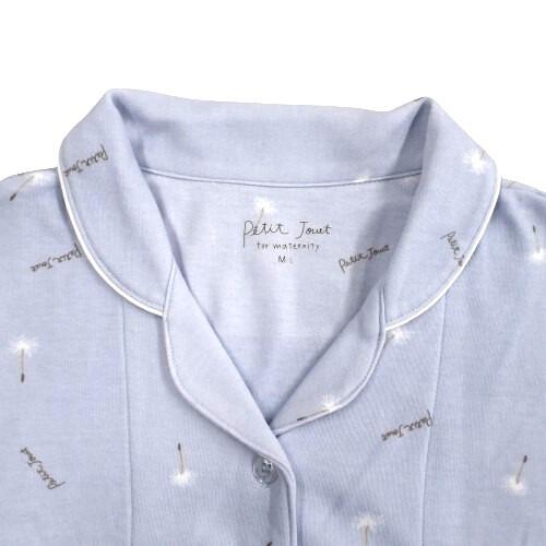 Petit jouet for maternity プティジョエット 長袖テーラーパジャマ 腹巻レギンス スムース わたげ柄(ライトブルー×M-L)