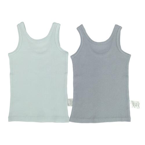 2枚組みえない袖なしシャツ肌着 テレコ パステルブルー&times;100cm ベビーザらス限定