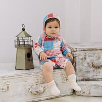 【FirstCloset×mioさん】 長袖ロンパース ボンネット付き キルト ピンク×60-70cm ベビーザらス限定