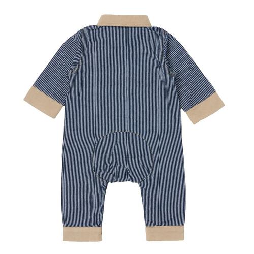 BUDDYLEE 長袖前開きロンパース 衿付き デニム×ニットコール グレー×70cm ベビーザらス限定