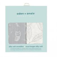 エイデンアンドアネイ エッセンシャルズ シルキーソフトスワドル 2枚組 (ミディアムグレー×フリー)