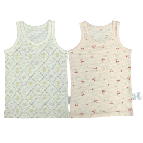 2枚組涼感袖なしシャツ肌着 シースルー うさぎ&times;チェリー ナチュラル&times;100cm ベビーザらス限定