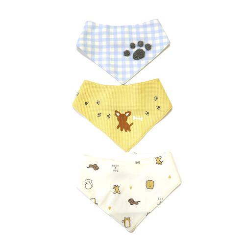 【ベビー×ペットコレクション】スタイ 3枚組 イヌ バンダナ型