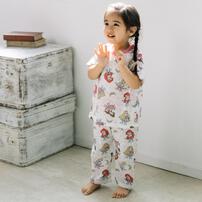 ディズニー 半袖パジャマ プリンセス 総柄 腹巻付き ピンク&times;110cm 