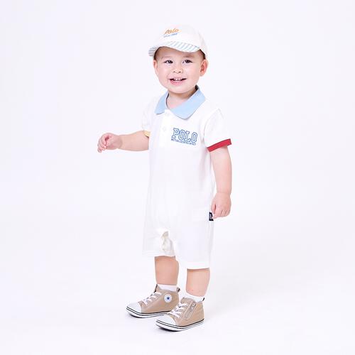 POLO BCS 配色半袖カバーオール オフホワイト&times;80cm ベビーザらス限定 赤ちゃん 出産準備 出産祝い ベビー服 子供服