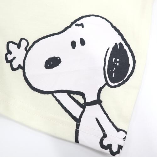 SNOOPY スヌーピー 長袖Tシャツ ラグラン 袖配色 ナチュラル×95cm