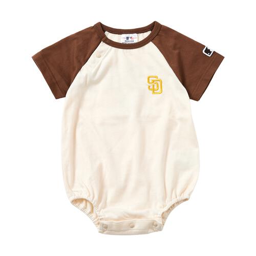 MLB ラグラン半袖ボディスーツ パドレス ブラウン&times;80cm