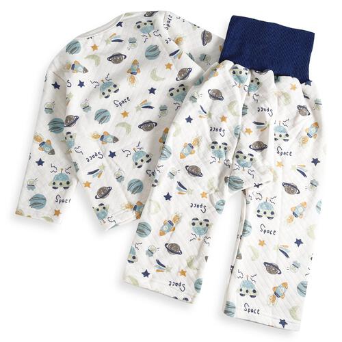 長袖腹巻付きパジャマ ニットキルト 宇宙柄 ネイビー&times;80cm ベビーザらス限定