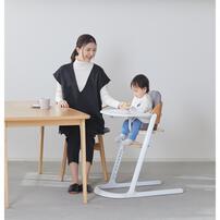 木製ハイチェア ウッドグローイングチェア マット付 (ホワイト＆ナチュラル) 7カ月頃～6歳頃対応