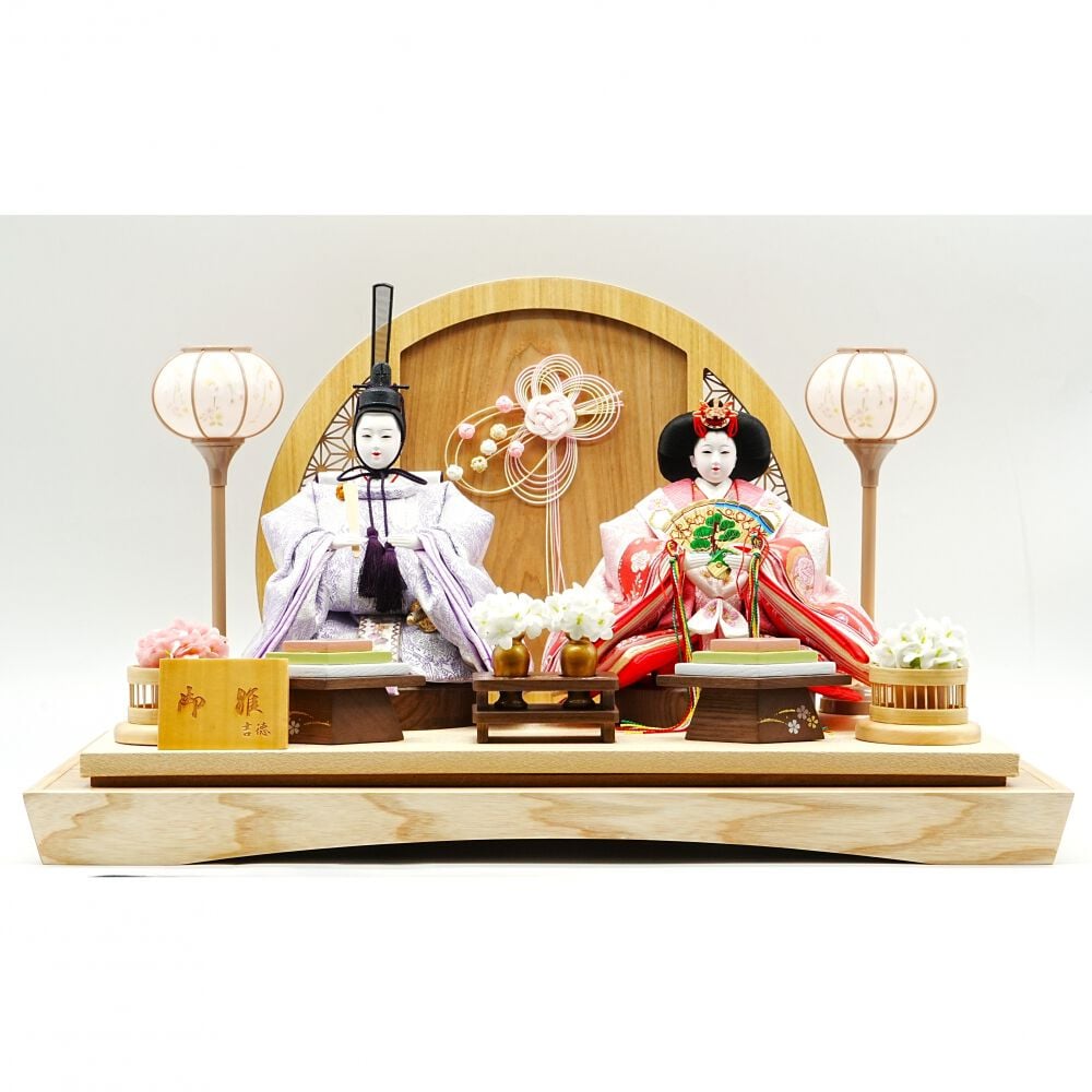 雛人形】ケース親王飾り「麻の葉衝立パノラマアクリル」（322724