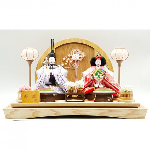 【雛人形】ケース親王飾り「麻の葉衝立パノラマアクリル」（322724）