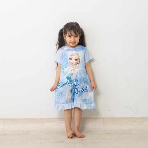 Disney ディズニー アナと雪の女王 ナイトドレス  フリル付き エルサ サックス&times;110cm