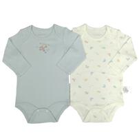 長袖ロンパース肌着 2枚組 スムス 恐竜 パステルブルー×70cm ベビーザらス限定
