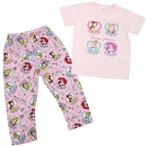ディズニー 長袖前開きパジャマ＋半袖Ｔシャツセット プリンセス ピンク&times;100cm ベビーザらス限定