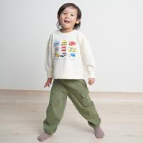 【TOMICA kie_158さんプロデュース】TOMICA トミカ 長袖トレーナー 図鑑プリント ホワイト×90cm