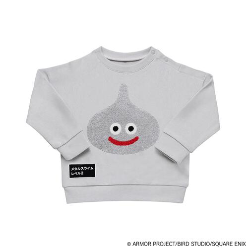 ドラクエベビー＆キッズ サガラ刺繍スウェットシャツ メタルスライム(グレー×約95cm)