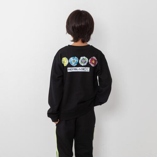 BEYBLADE X 長袖トレーナー 前後シールプリント ベイブレード エックス ブラック&times;140cm ベビーザらス限定