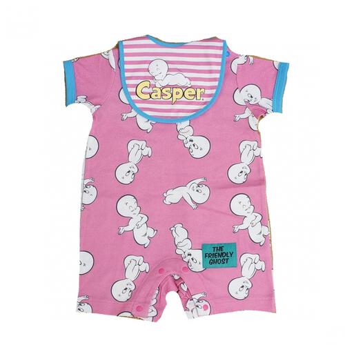 【Welcome to the Universe Baby &times; chimajiro0730さん】 キャスパー 半袖スタイ付きロンパース ピンク&times;80cm