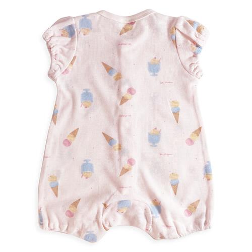 半袖ロンパース 鹿の子天竺 アイス柄 ピンク 70cm