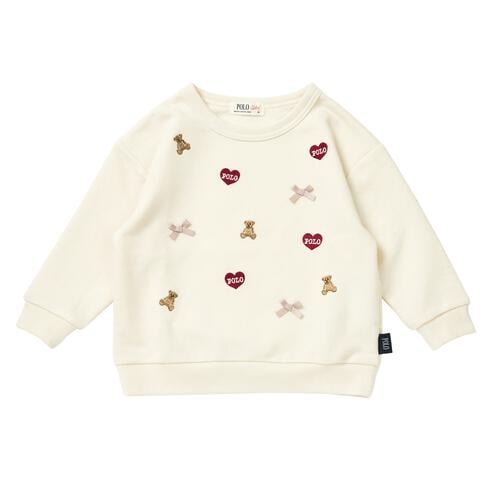 POLO BCS ハート刺繍トレーナー アイボリー&times;100cm