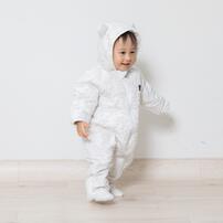 ジャンプスーツ くまみみ クマ柄 ホワイト×70cm